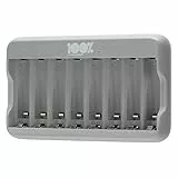 100% PeakPower Akku Ladegerät AA AAA mit 8 Ladeslots | NiMH Batterieladegerät USB | Batterie Ladegerät mit Überladungs-Schutz und Sicherheits-Timer (in plastikfreier Verpackung)
