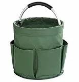 Maximex Universal Reinigungs-Caddy Grün, 16l Hauptfach mit 6 Taschen für Utensilien & gepolstertem Griff, Wasserabweisend, Faltbar, Für zuhause & unterwegs, Bis 10kg belastbar, Polyester, Ø28x26,5cm