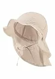 Sterntaler Sonnenhut - Unisex Sommerhut - UV-Schutz 50+ Mütze mit breiter Krempe und Größenregulierung - Nackenschutz - Bindebänder - Baby Kinder Kopfbedeckung aus Popeline (Bio) - beige, Größe 51