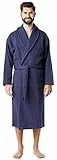 Ladeheid Herren Frottee Bademantel aus 100% Baumwolle Waffelpiqué LA40-226 (Dunkelblau (D12), S)