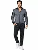 Morgenstern Hausanzug Herren Set Trainingsanzug Freizeitanzug Baumwolle 2-teilig graue langarm Jacke lange schwarze Hose Größe L