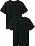 LAPASA Herren Micro Modal T-Shirt 2 Pack, Premium Business Kurzarm Unterhemd Rundhalsausschnitt/V-Ausschnitt (M07/M08), Rundhalsausschnitt: Schwarz, XXL