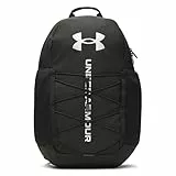 Under Armour Unisex Hustle Sport 6.0 Rucksack, wasserabweisender Sportrucksack mit Polsterung, bequeme Sporttasche mit vielen Fächern,Black/Black/Metallic Silver,OSFM