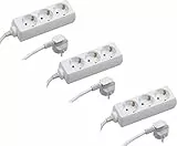 Meister Steckdosenleiste 3-fach - 3er Set - 3 m Kabel - weiß - Kunststoffleitung - IP20 Innenbereich, Steckerleiste, Mehrfachsteckdose, Tischsteckdose, Tido 3-fach, 7430800