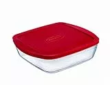 Ôcuisine Cook&Store Behälter quadratisch 25 x 22 cm 1,5 l transparent + Deckel rot