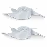Ouligay 2 Paar 2cm Breite Flache Satin Schnürsenkel Weiß, Satin Schnürsenkel Weiße, Ribbon Schuhbänder Seiden 120cm 47' Ribbon Shoe Laces für Sportschuhe Laufschuhe