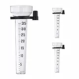 Relaxdays Regenmesser 3er Set, Halterung, Niederschlagsmesser Garten, Skala 35 mm/m², Kunststoff, transparent/schwarz