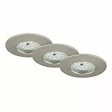 Briloner Leuchten 7204-032 LED Einbauleuchte, Einbaustrahler, LED Strahler, Spots, Deckenstrahler, Deckenspot, Lampen Wohnzimmer, led einbaustrahler 230v, Deckeneinbauleuchten, 5 Watt, 400 Lumen, Badezimmer / Bad geeignet IP44, energiesparend, 3er Set, rund, matt-nickel