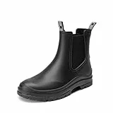 DREAM PAIRS Damen Stiefel Halbhoch Chelsea Boots Ankle Wellies Wasserdicht Regenstiefel Bequem Anti-Rutsch Reitstiefel, Größe 40, Schwarz, SDRB2405W-E
