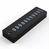ORICO USB 3.0 Hub 10 Ports mit Netzschaltern und Netzteil 45W (12V4A), 5 Gbps Highspeed Datenhub für Desktop PC Computer Notebook MacBook iMac, Einschließlich Datenkabel Netzadapter Netzkabel