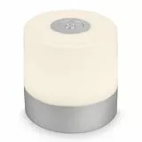 BRILONER – Mini LED Tischlampe Kabellos, Dimmbare Nachttischlampe Touch, Schreibtischlampe, USB-C, Camping Lampe, Warmweißes Licht, 7x7 cm, Silberfarbig, Chrom-matt