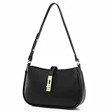 Travistar Handtasche Damen Klein Elegant Schultertasche Damen PU Leder Y2k Tasche Satteltasche Aesthetic Abendtasche Clutch mit Reißverschluss Hobo Bag Schwarz Umhängetasche für Teenager Mädchen