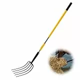 VEVOR Dunggabel 1450 mm, 5-Zinken-Heugabel mit Fiberglasstiel, Mistgabel, Mistforke, Gartenforke, Spatengabel aus geschmiedetem Stahl für Heu, Kartoffelkompostierung, Umpflanzen und Belüftung