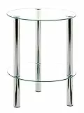 HAKU Beistelltisch rund Chrom, Metall Sicherheitsglas Sofatisch mit Glasplatte - Maße: H 47 cm x Ø 35 cm, Style: Modern