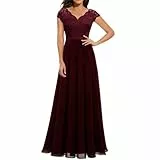 Abendkleider Lang Elegant Für Hochzeit Chiffon Spitzen Brautjungfernkleider Ballkleider Damen Lang Mit Ärmel Hohe Taille Evening Dress Plus Size Kleid Hochzeitsgast Damen Prom Dress Long Puffy