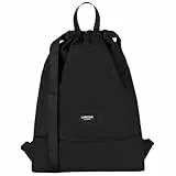 LARKSON Turnbeutel Damen & Herren Schwarz - No 7 - Rucksack Damen für Sport und Festival - Beutel Rucksack Klein mit Innentasche - Außentasche für Schnellzugriff