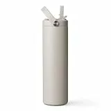 Vinsun Thermoflasche beige 750ml Strohhalm - auslaufsicher, doppelwandig isoliert, BPA frei - Trinkflasche Edelstahl für Sport, Outdoor, Schule, Arbeit