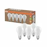 Osram Hocheffiziente LED Lampen mit Energieeffizienz Klasse A, Vorteilspack mit 5 Leuchtmittel, ersetzt herkömmliche 60W Glühbirnen, warmweiß(2700K), E27, mattes Glas