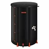 VEVOR Regentonne faltbar, 250 L tragbares Regenfass, Regenwassertank, 500D PVC-Regenwassersammelsystem, Wassertank, Regenwassertonne mit Zapfhahn und Überlaufset, Schwarz
