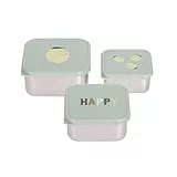 LÄSSIG Snackbox Kinder 3er Set Edelstahl Brotdose/Snackbox Stainless Steel Happy Fruits Lemon