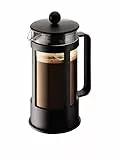 Bodum Kenya Kaffeebereiter - 350ml / 3 Tassen - Manuelle French Press aus Borosilikatglas und Edelstahl - Spülmaschinenfest - Made in Portugal, Schwarz