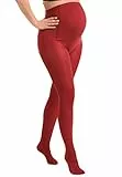 MAMSY Schwangerschaftsstrumpfhose, opaque, 60 den, hergestellt in Italien, Rot, S