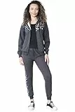 Bahob ® Trainingsanzug für Damen mit Reißverschluss, 3-teiliges Sport-Set aus Frottee, Trainingsweste, Kapuzenpullover und Jogginghose, Activewear-Set fürs Fitnessstudio, S-XXL (WTTS-108-B, groß)