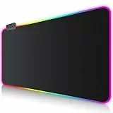 Gaming Mauspad RGB Mousepad 900x400mm XXL Extra Groß mit 14 Beleuchtungs Modi 7 LED Farben Wasserdicht Anti Rutsch für Computer PC Laptop Tastatur Professionelle Gamer, Schwarz