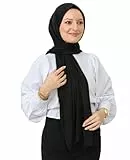 Prien Hijab Kopftuch Für Damen, Frauen Schal Kleider, Modern Kopftücher Weicher Jersey, Muslim Kleid Türkisch Premium Gebetskopftuch, Umrah Geschenk, Hijab Set (Schwarz)