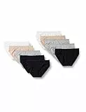 Amazon Essentials Damen Bikinihose aus Baumwolle (in Übergröße erhältlich), 10er-Pack, Grau Meliert/Hellrosa/Schwarz/Weiß, 40