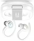 VKROBAG Bluetooth Kopfhörer Sport, Kopfhörer Kabellos Bluetooth 5.3 mit Klare Anrufe, 48Std Premium-Tiefbass Wireless Earbuds mit LED Anzeige, Leichtes Design, Weiß