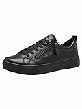 Tamaris Comfort Damen Sneaker flach mit Reißverschluss Freizeit, Schwarz (Black Nappa), 39 EU
