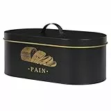 COOK CONCEPT, BT6818, Bread Box in Black and Gold Metal, elegant Design, optimal Capacity for breads and baguettes, airtight Storage, Easy to clean, XL Size, Black/Gold Color