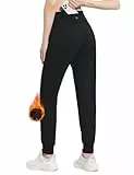 baleaf Jogginghose Damen Laufhose lang Winter Trainingshose wasserabweisend Sporthose Warm Freizeithose Winter Sweatpants mit Taschen Schwarz XS