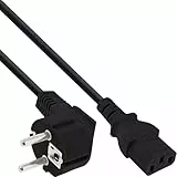 InLine 16647E Netzkabel, Schutzkontakt gewinkelt auf Kaltgerätestecker C13, 1m