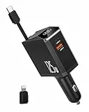 125W Auto Ladegerät,Zigarettenanzünder USB C,Einziehbares Ladekabel Kfz-Ladegerät Auto Zubehör Handy Auto Adapter,Zigarettenanzünder Schnellladegerät für iPhone 16 15 14,Galaxy S24 23-Serie