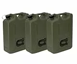 hünersdorff 802011 3er Set Kraftstoff-Kanister PROFI 20l für Benzin, Diesel und andere Gefahrgüter, Made in Germany, TÜV-geprüfte Produktion, oliv