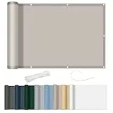 AXT SHADE Balkon Sichtschutz Wetterfest 80x300cm Balkonverkleidung Balkonabdeckung Balkonbespannung Blickdichte Windschutz und UV-Schutz mit Kabelbinder für Balkongeländer-Taupe
