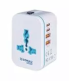 DONAU TRAVEL Universal Reiseadapter Weltweit/mit 2 USB-C, 2 USB-A/Schnellladegerät/Weiß/für Europa England USA Australien China Kanada/Internationaler Netzadapter, Universaladapter