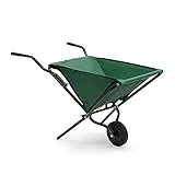 Relaxdays Schubkarre faltbar, HxBxT:66x64x112cm, Stahl, Polyester, 56l, bis 30kg, platzsparend, Gartenkarre, grün