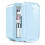 YASHE Mini-Kühlschrank, 6 Liter/8 Dosen, 220–240 V AC/DC, tragbarer thermoelektrischer Kühler, Kühlschränke für Schlafzimmer, Hautpflege, Getränke, Büro, Wohnheim und Auto, blau