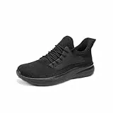 GemChve Sneaker Herren Slip On Laufschuhe Walkingschuhe, Leichte Atmungsaktive Mesh Turnschuhe, Komfortable Sportschuhe Outdoor Freizeitschuhe Alltagsschuhe Black 41 EU