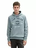 TOM TAILOR Herren Hoodie Sweatshirt mit Logo-Print, 27475 - Grey Mint, L