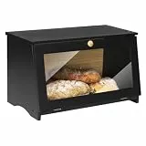 Leader Accessories Brotkasten Bambus Brotbehälter lebensmittelecht Brotaufbewahrung pflegeleicht 39x21x23cm Schwarz