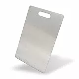 Edelstahl Schneidebrett - Für Fleisch, Fisch & Gemüse - Hygienisches Schneidbrett Metall - Stahl Brettchen Küche Plastikfrei - Küchenbrett (Mit Griff rund, 30x20 cm)