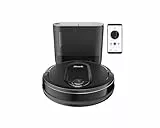 Shark IQ Saugroboter, selbstentleerender Staubsauger-Roboter mit Anti Hair Wrap, Teppich und Hartboden, Roboterstaubsauger, 90 Min Laufzeit, manuelle und App-Steuerung, Schwarz, RV1000SEU