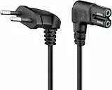 goobay Netzkabel 0,3m, beidseitig 90 Grad gewinkelt, kurzes Stromkabel mit Eurostecker auf C7 Buchse, für PS5, PS4, Xbox, TV, Notebook Netzteil - 56587