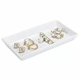 Emibele Schmuck Aufbewahrungsbox Keramik Tablett, Klein Rechteckig Schmuckaufbewahrung Schminktisch Tablett Schmuckzubehör, Organizer für Kosmetika, Ringe, Küche, Badezimmer - Weiß