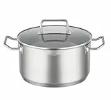 RÖSLE EXPERTISO Kochtopf, Hochwertiger Universaltopf aus Edelstahl 18/10, 24 cm, Glasdeckel, Innenskalierung, induktionsgeeignet, spülmaschinengeeignet, Silberfarben