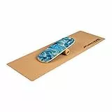 BoarderKING Indoorboard - Balance Board für Indoor-Surfen und Skaten, Gleichgewichtsboard für NeuroMuscular Response Training, inkl. Schutzmatte, 100 mm x 40 cm (Ø x L), Wellen